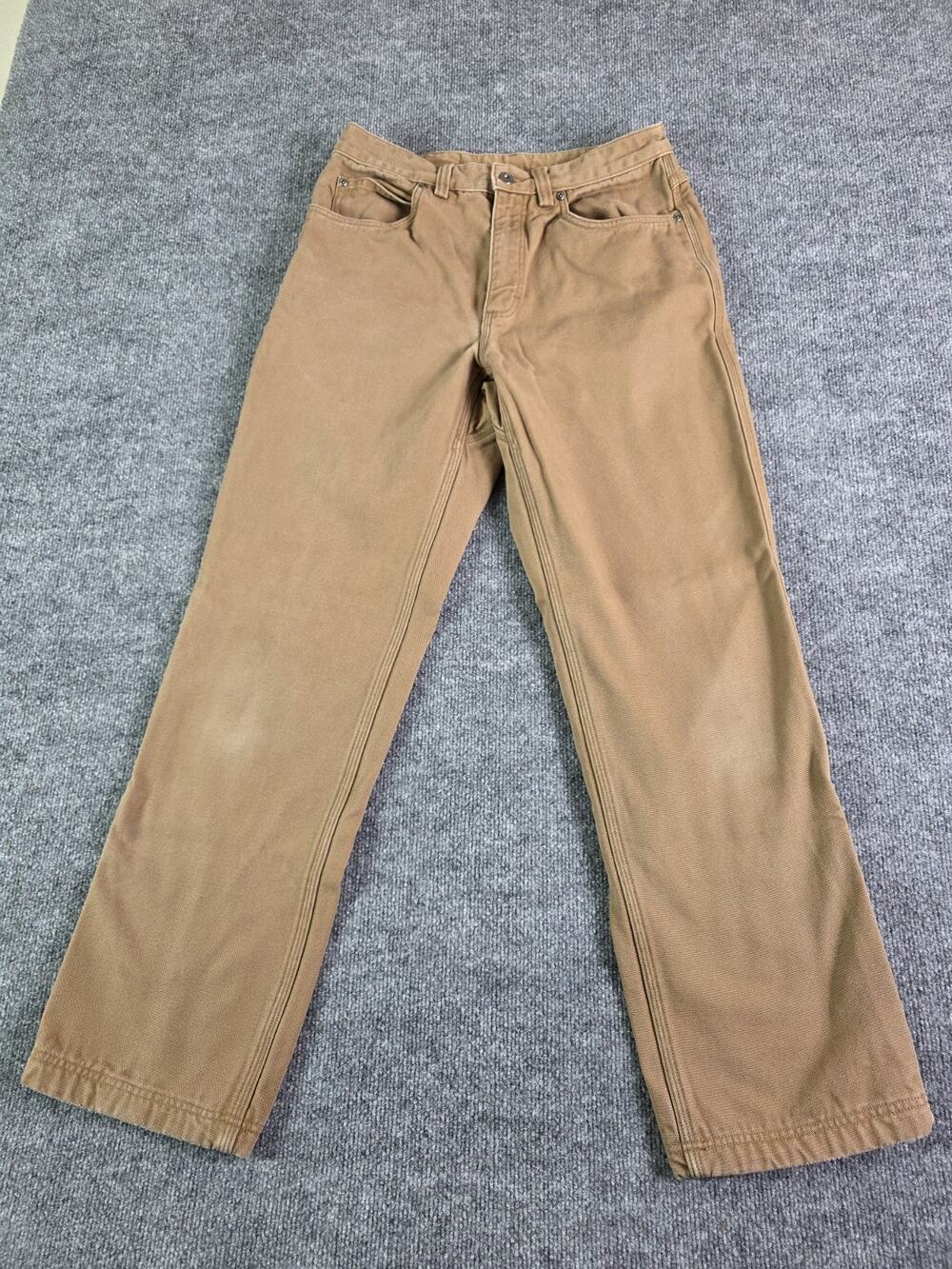 Duluth Trading Co Pants Mens 32x32 Brown Flannel Lined Canvas Work Heavyweight